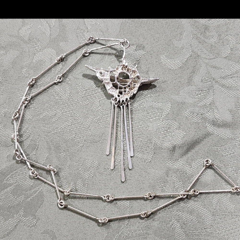 Vtg Signed Juhls Kautokeino tundra Sterling Silver Modernist  Necklace Norway